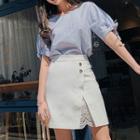 Lace Paneled A-line Mini Skirt
