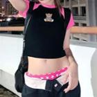 Graphic Short Raglan Sleeve Crop T-shirt