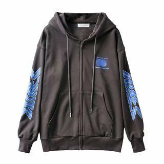 Long Sleeve Printed Loose-fit Zip Hoodie