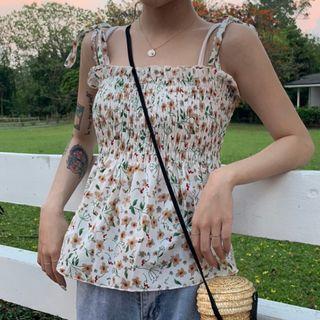 Tie-shoulder Floral Print Camisole Top