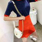 Ringer Top & Mini Skirt Knit Matching Set Purple & Orange - One Size