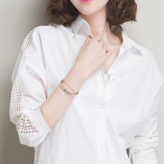Long-sleeve Embroidered Panel Shirt