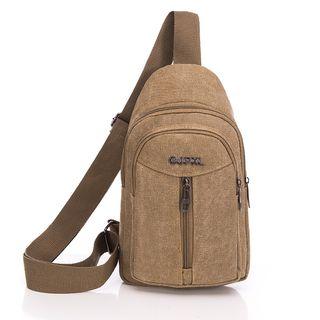 Canvas Front Zipper Pocket Sling Bag