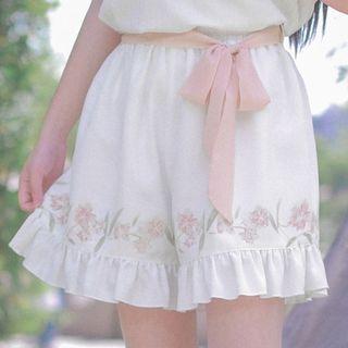 Embroidered Chiffon Shorts