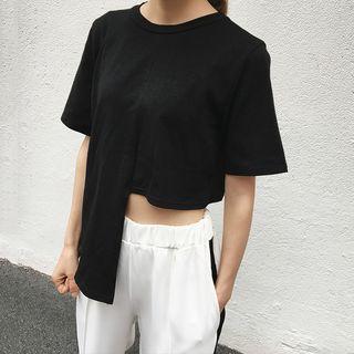 Asymmetric Plain Short-sleeve T-shirt