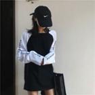 Lettering Raglan Long-sleeve T-shirt Dress Black & White - One Size