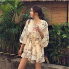Ruffle-trim Floral Playsuit