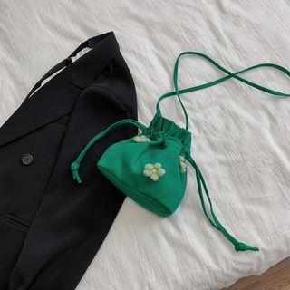 Flower Canvas Drawstring Crossbody Bag