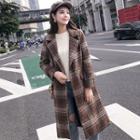 Houndstooth Notch Lapel Double-breasted Coat