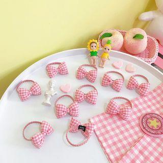 Plaid Bow Hair Tie Hair Tie - Plaid - Pink - One Size