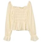 Bell-sleeve Blouse Beige - One Size