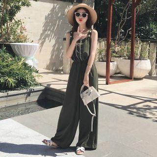 Faux Pearl Strap Wide-leg Jumpsuit