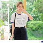 Mock Two-piece Letter Print Short-sleeve Top
