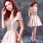 Off-shoulder Satin Mini Prom Dress