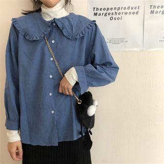 Long-sleeve Ruffled Collar Blouse