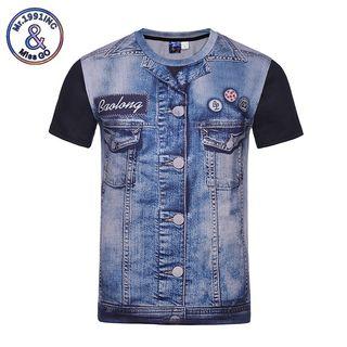 Denim Print Short-sleeve T-shirt