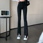 High-waist Plain Slim Fit Bell-bottom Jeans