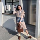 Turtleneck Long-sleeve Top / Striped Sleeveless Knit Dress