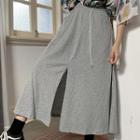 Ripped Slit A-line Midi Skirt