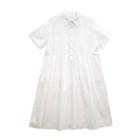 Short-sleeve Henley Midi Shirt Dress White - One Size