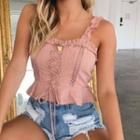 Lace-up Ruffled Cropped Camisole Top
