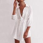 Striped See-through Mini Shirtdress