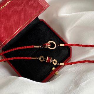 Rhinestone Alloy Hoop Red String Bracelet
