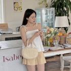 Tie-shoulder Flared Crop Top