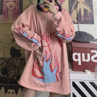 Long-sleeve Fire Pullover Sweatshirt