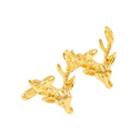 Fashionable Simple Plated Gold Christmas Elk Cufflinks Golden - One Size
