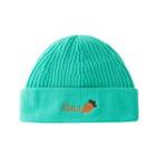 Embroidered Carrot Knit Beanie