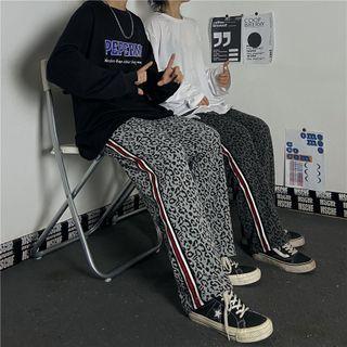 Leopard Print Straight Leg Sweatpants