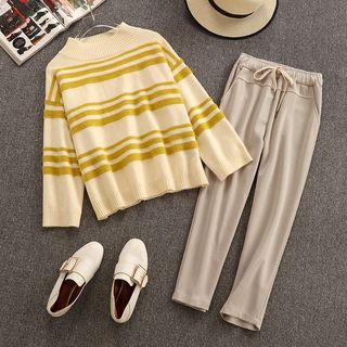 Set: Striped Sweater + Straight-cut Pants