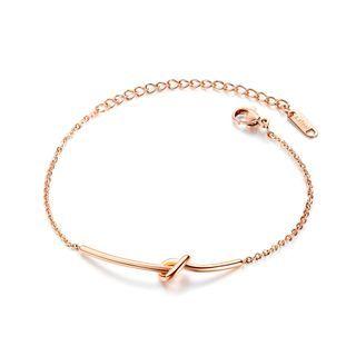 Simple And Sweet Plated Rose Gold Knotted 316l Stainless Steel Bracelet Rose Gold - One Size