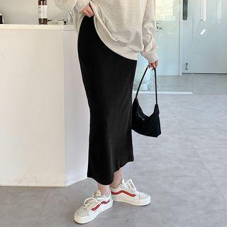 Plus Size Colored Maxi Pencil Skirt