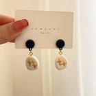 Star Resin Dangle Earring 1 Pair - Black & White & Gold - One Size