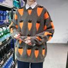 Couple-matching Carrot Jacquard Sweater