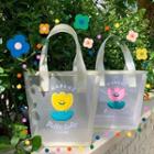 Cartoon Embroidered Mesh Shopper Bag