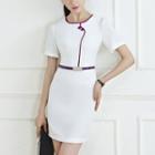 Short-sleeve Piped Dress