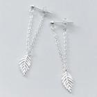 Chained Leaf Dangle Earring 1 Pair - S925 Sterling Silver Earring - One Size