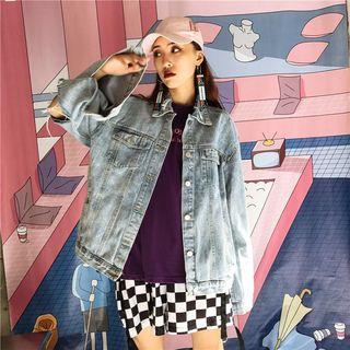 Cutout Elbow Denim Jacket