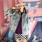 Cutout Elbow Denim Jacket