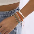 Set Of 3: Layered String Bracelet (various Designs) Set Of 3 - 3530 - Tangerine & Blue & White - One Size