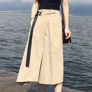 Set: Crew-neck Short-sleeve T-shirt + High Waist Midi Skirt / Set: Crew-neck Tank Top + High Waist Midi Skirt