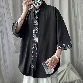 Short-sleeve Tie-dyed Trim Shirt