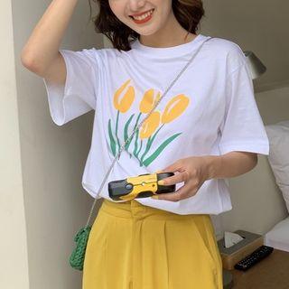 Tulip Print Short-sleeve T-shirt