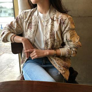 Zip-detail Floral Print Flight Jacket