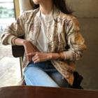 Zip-detail Floral Print Flight Jacket