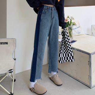High-waist Color Panel Jeans