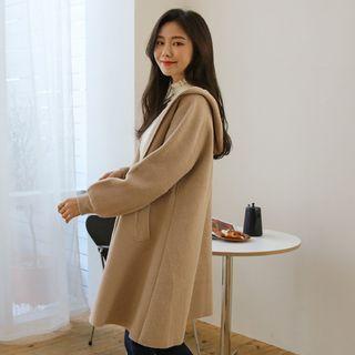Hooded A-line Belted Wrap Coat